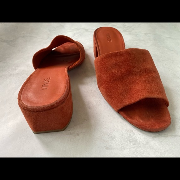 Vince Suede Slides Sandals Shoes Size 8.5 Red - Picture 6 of 7